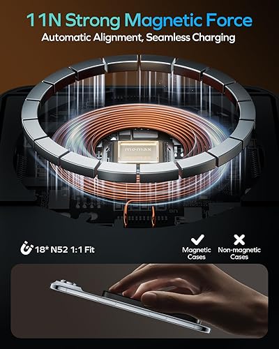 Miniatura 6 de MOMAX Cargador de batería magnético, cargador portátil inalámbrico de 5000 mAh, batería de carga rápida con cable de 20 W, compatible con Magsafe,