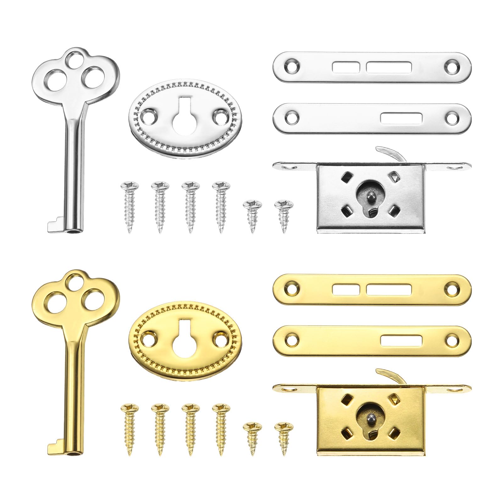 sourcing map Vintage Full Mortise Mini Locks with Key Set of 2, Zinc Alloy Mini Lock Jewelry Box Lock Replacement Box Lock for Cedar Box, Wine Box, Desk & Cabinet, Gold