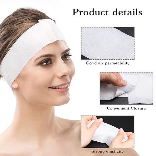 Miniatura 4 de Pimoys 60 diademas de spa para mujer, diademas desechables para el cuidado de la piel para tratamientos faciales, suministros esteticistas, diademas