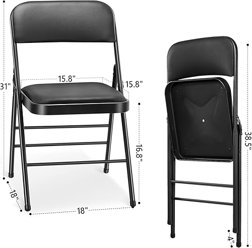 Miniatura 3 de cyclone sound Paquete de 2 sillas plegables con cojín y respaldo acolchados de poliuretano, sillas de metal de grado comercial con cómodo cojín de