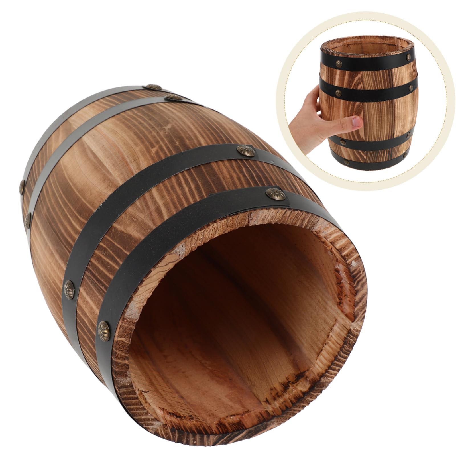 Soporte Rústico de Madera para Utensilios Barril Compacto para Cucharas Tenedores y Palillos Organizador de Cocina Funcional y Duradero