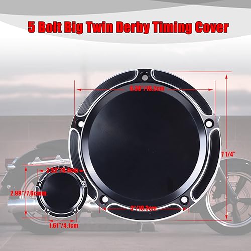 Miniatura 3 de Goldfire Cubierta de temporizador Derby de 5 agujeros y cubiertas de puntos para Harley 1999-2014 Big Twin Cam Touring Road King Electra Glide FLHR