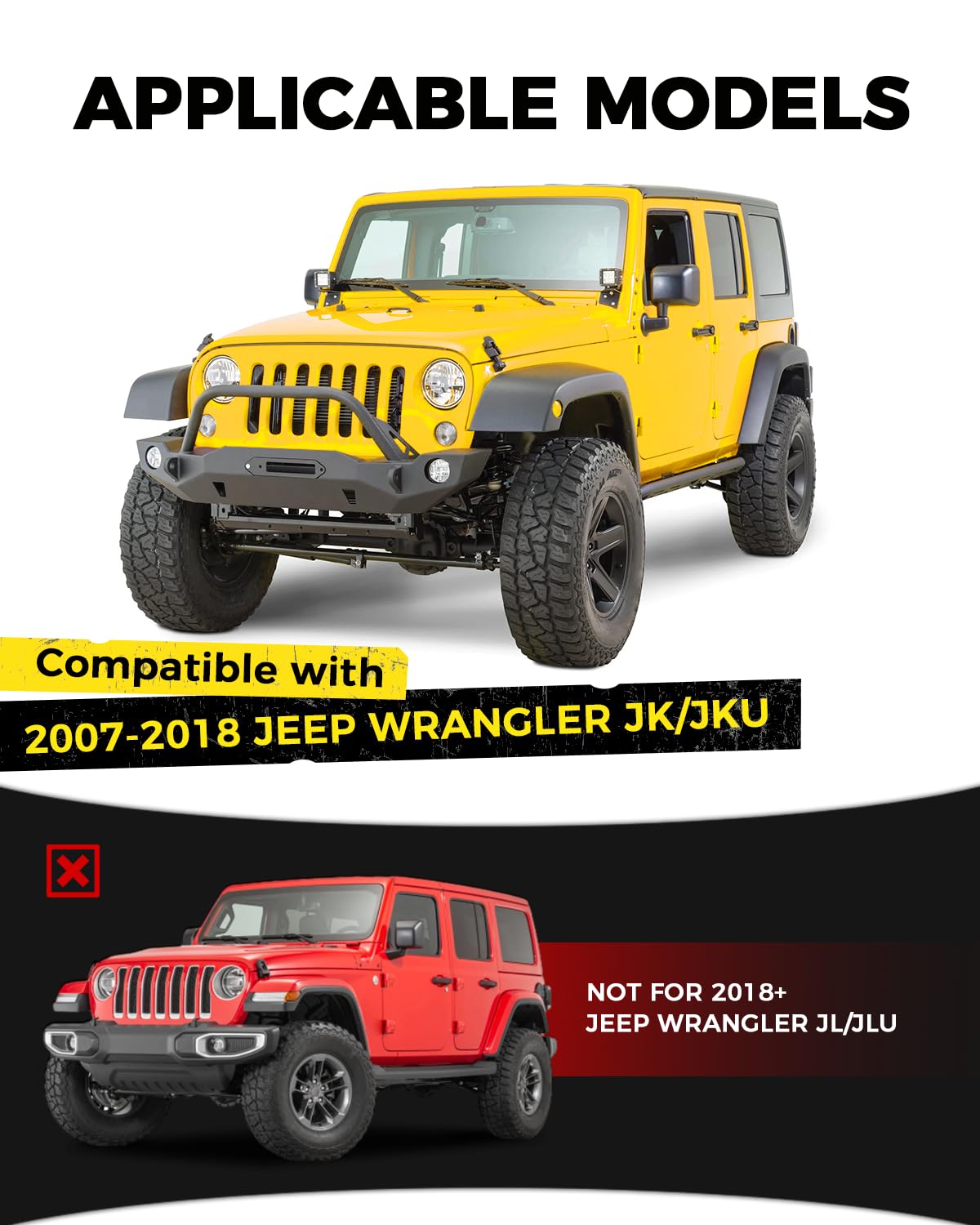 Xprite 2 Zoll Jeep Rear Bumper Tow Trailer Hitch Receiver Kit w/Wiring Harness Compatible with 2007-2018 Jeep Wrangler JK JKU Hit