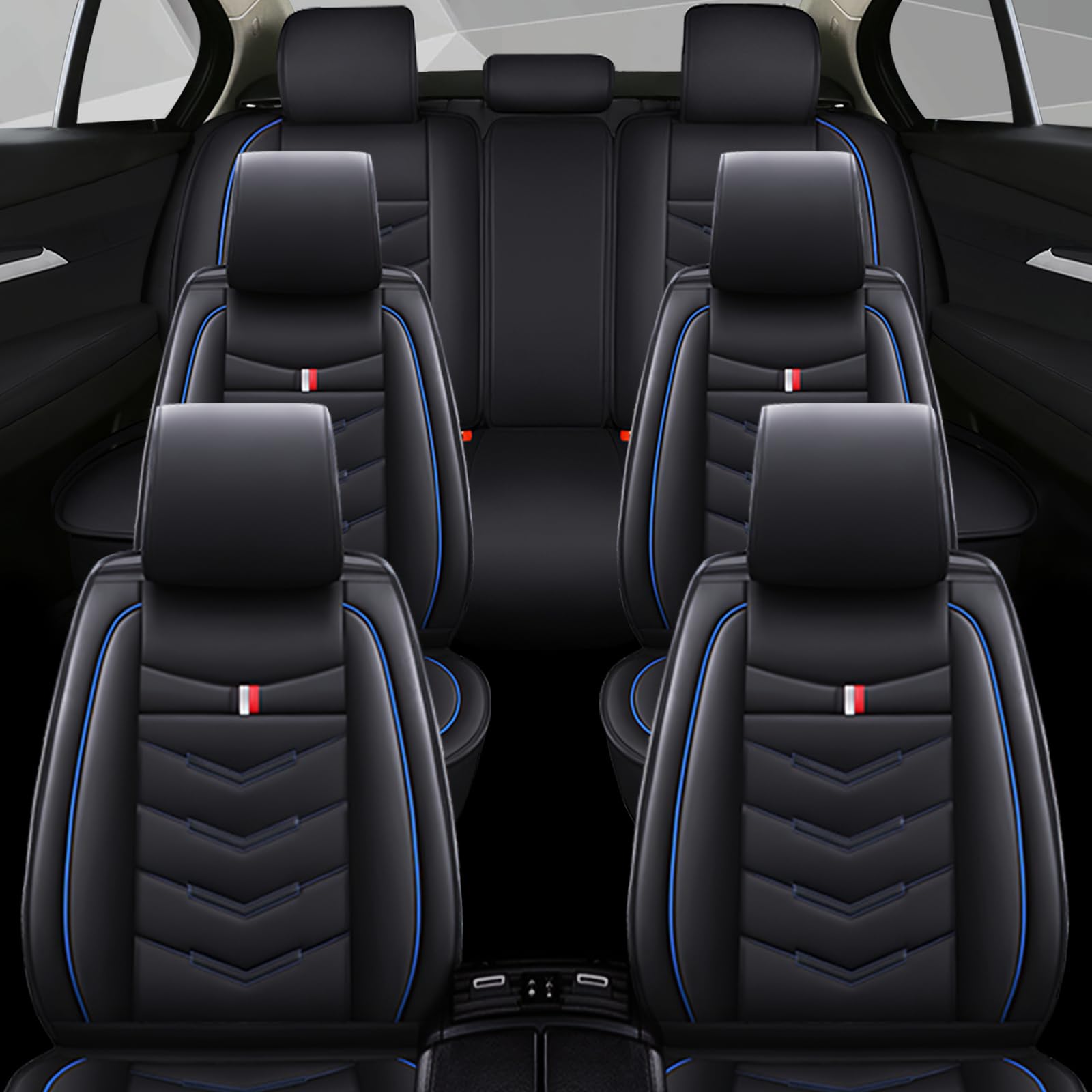 SXXC Telluride 7-Seat Leather Covers (Black Blue)