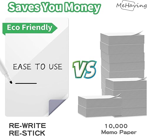 Miniatura 7 de Bloc de notas adhesivas de borrado en seco de 5 x 7 pulgadas  18 calcomanías pequeñas reutilizables para pizarra blanca para refrigerador, puerta,