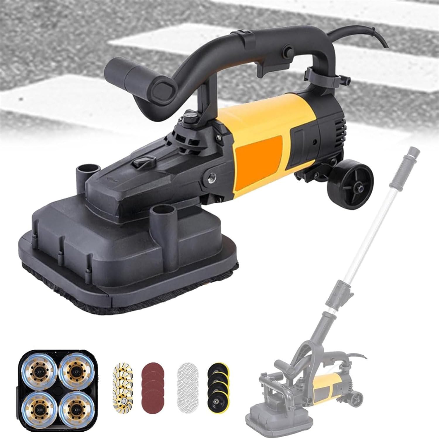 Máquina pulidora eléctrica de diamante, amoladora de hormigón de 3800 W con control de 6 velocidades, amoladora angular manual para cemento, azulejos, mármol, granito