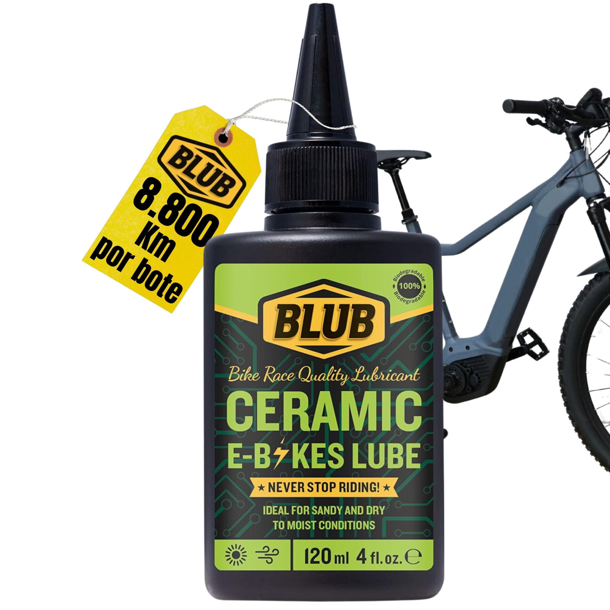BLUB Ceramic Lube 120ml | Aceite Ceramico Cadena Bicicleta | Lubricante Bicicleta para Engrase Cadena Bicicleta | Bike Lube para MTB, BMX y Bici Carretera | Grasa Bici para Todas Condiciones, Verde — view 10