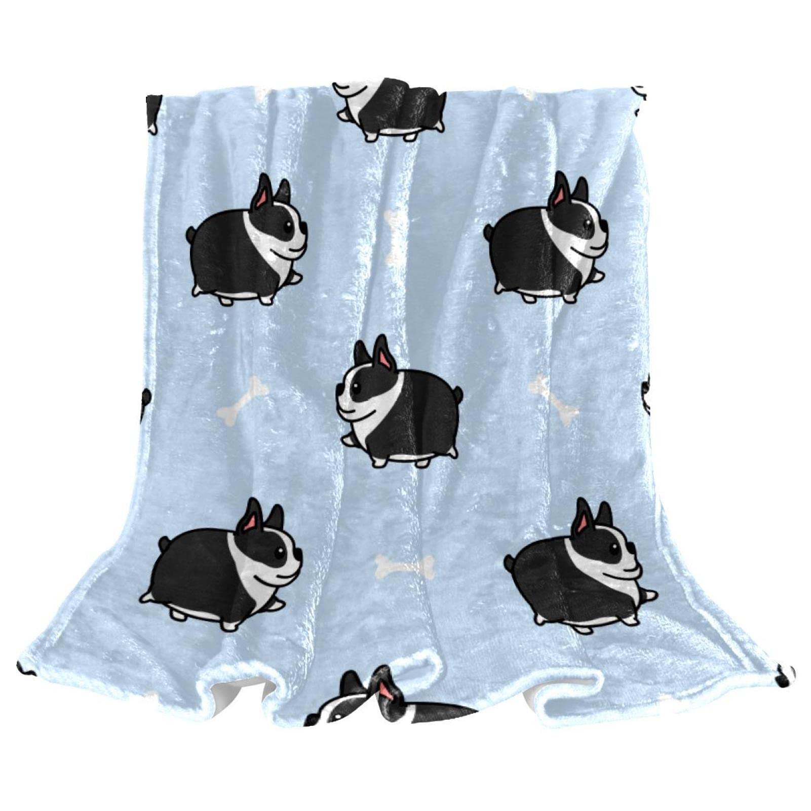 Couverture polaire légère anti-froid pour canapé avec motif terrier en peluche