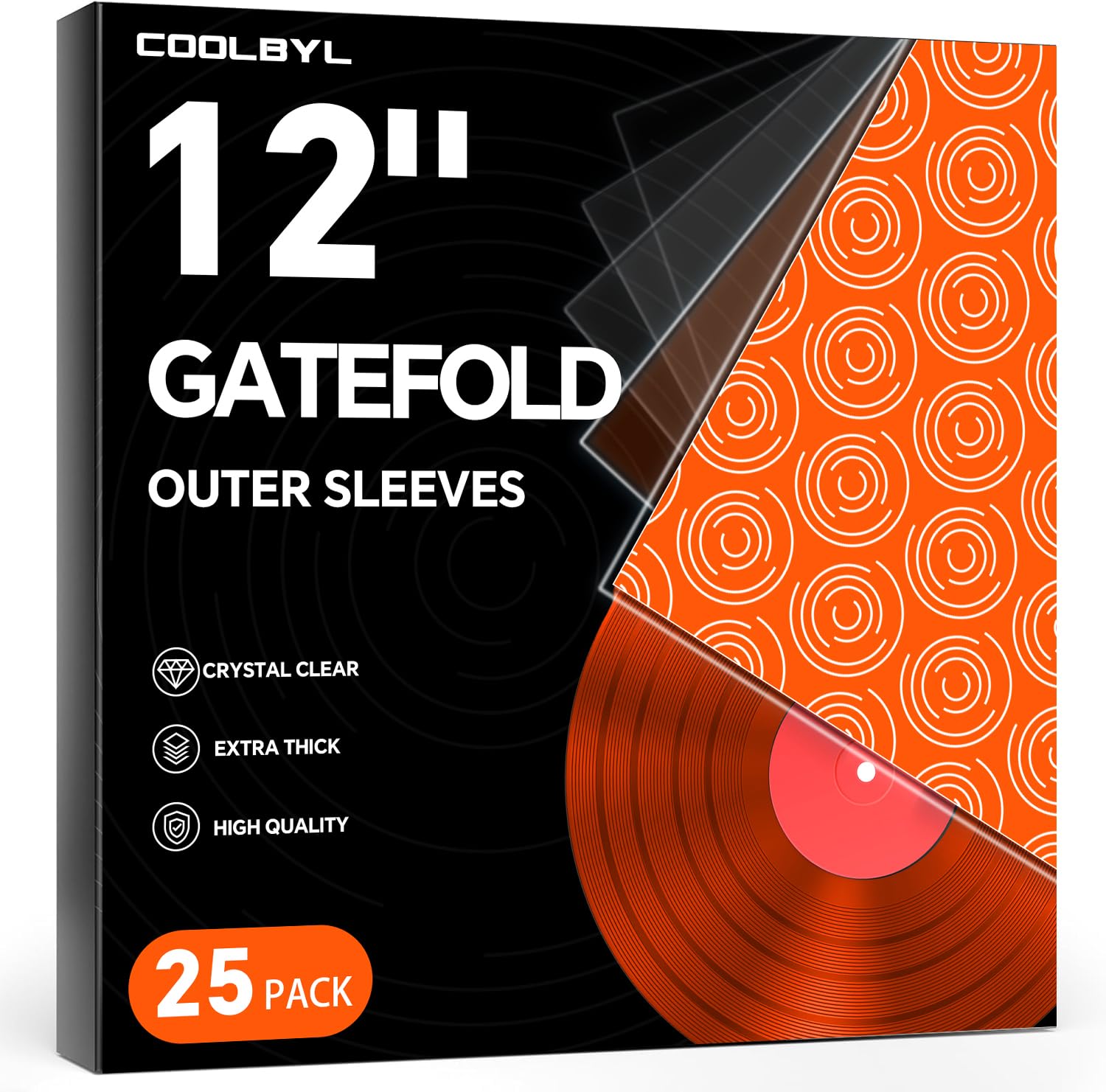 Photo 1 of 25ct Gatefold Vinyl Outer Sleeves - 12 Inch Record Protective Sleeves, Premium Gatefold Sleeves for Album Cover, Vinyl Sleeves for LP Record Storage, Instantly View Artwork, Crystal Clear 4 Mil Thick