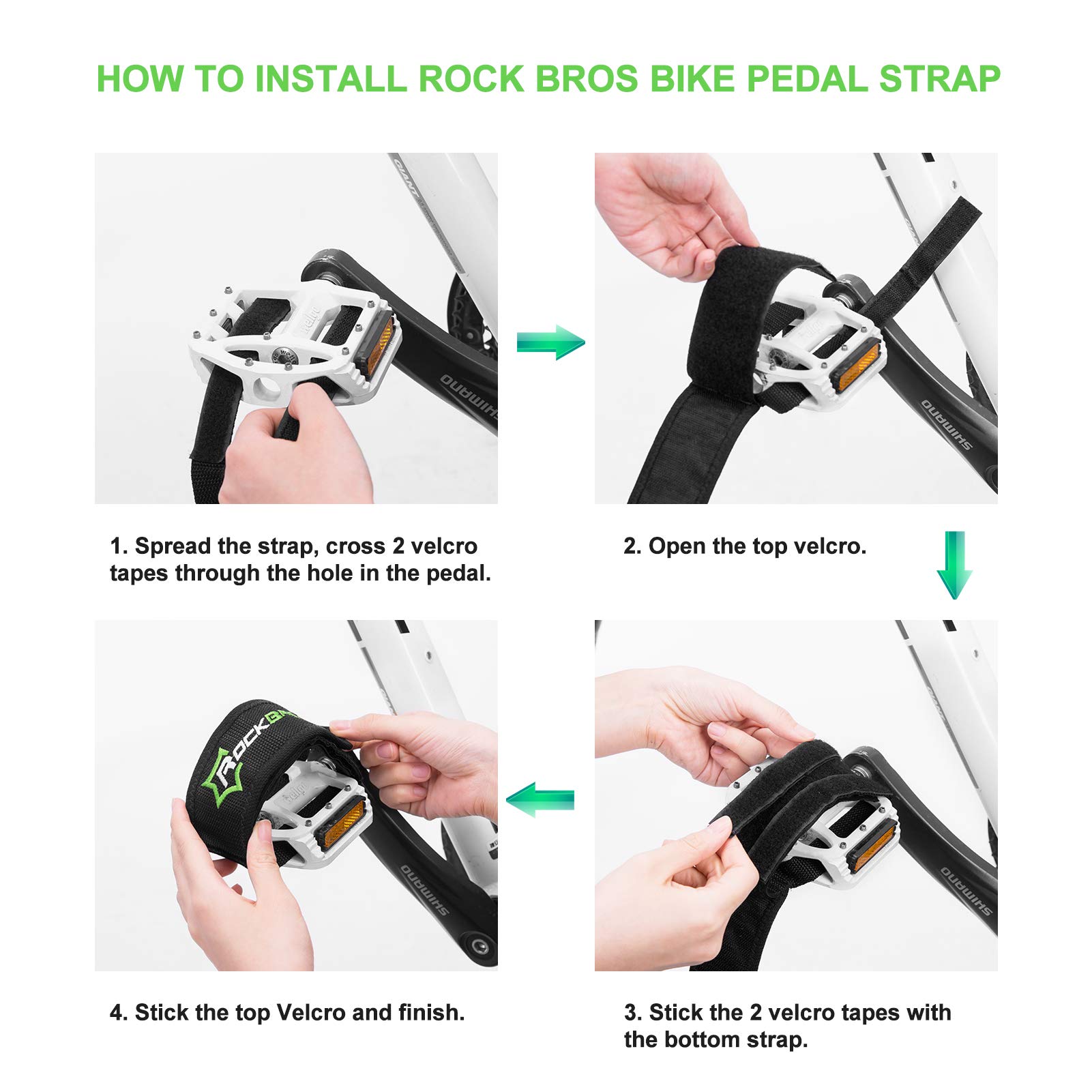 Rock BROS Bike Pedal Straps 1 Pair Pedal Straps Toe Clips Straps Tape for Fixed Gear Bike Adult BMX Mountain & Road Bicycle : Sports & Outdoors