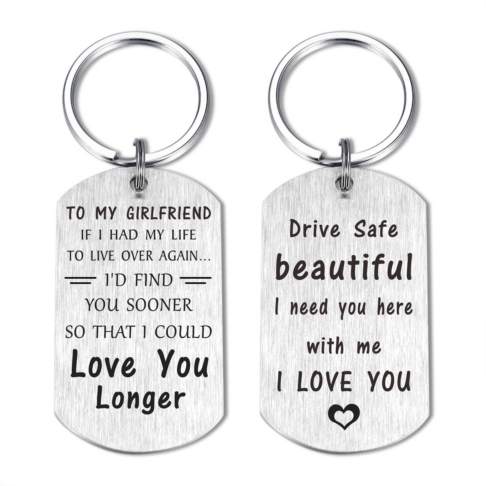 ENGZHI Gilfriend Gifts, Drive Safe Beautiful Keychain from Boyfriend, Mothers Day Anniversary Valentines Christmas