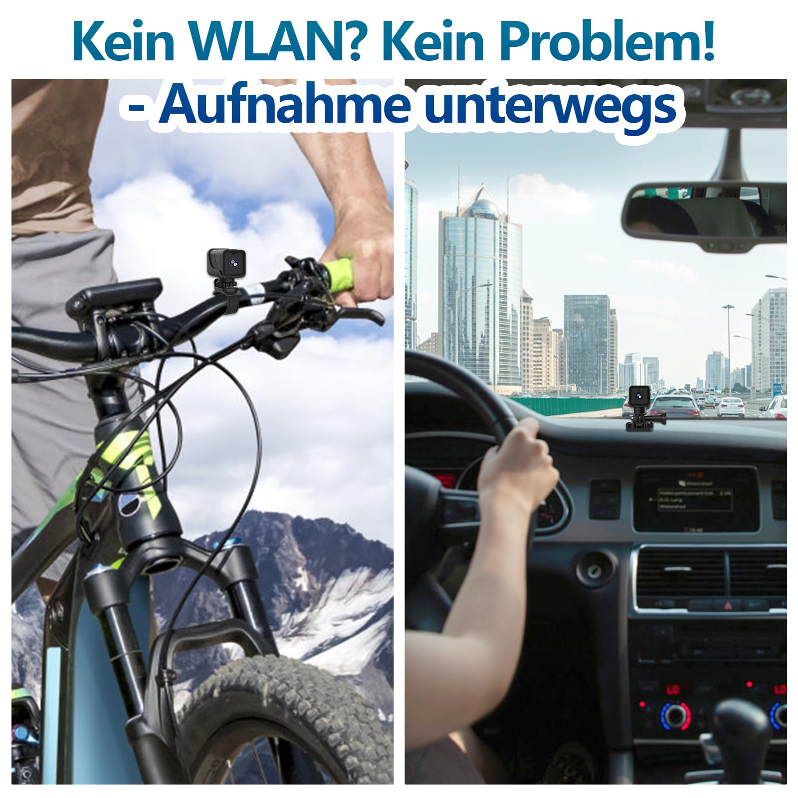 Mini Action Cam, WiFi 1080P HD & 120° Weitwinkel Helmkamera, 4 Stunden großer Akku Actionkameras mit Wasserdichter Funktion
