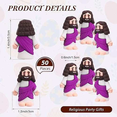 Vista 48 de Bememo 50 mini figuras de Jesús de diseño original, juguetes de Jesús, pequeñas figuras para esconderse y buscar escuela dominical religiosa fiesta