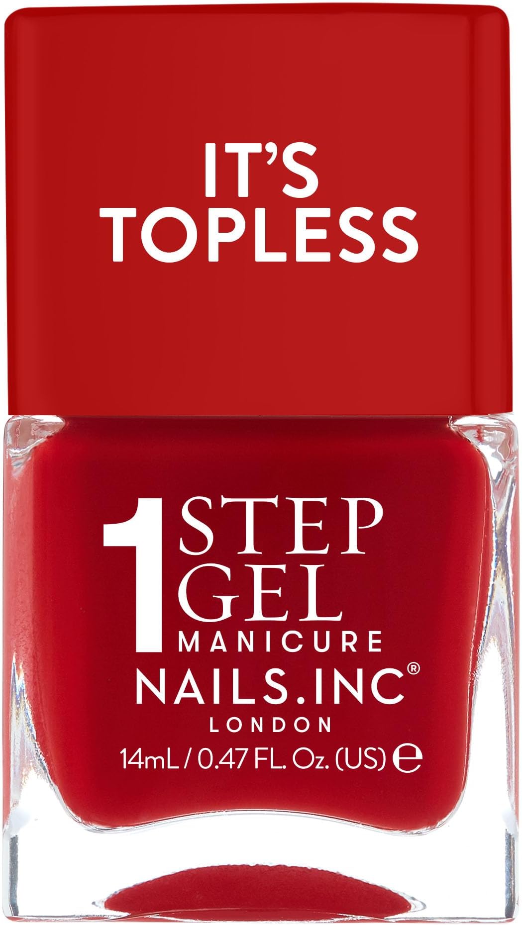 Nails Inc It's Topless Gel-Like Nail Polish, 4-in-1 Base Coat, Treatment, Colour & Top Coat, Long Lasting, Strong, Chip Free Nails, Glossy Salon Quality Manicure, Air Dry Nail Polish, Kendall, 14 ML