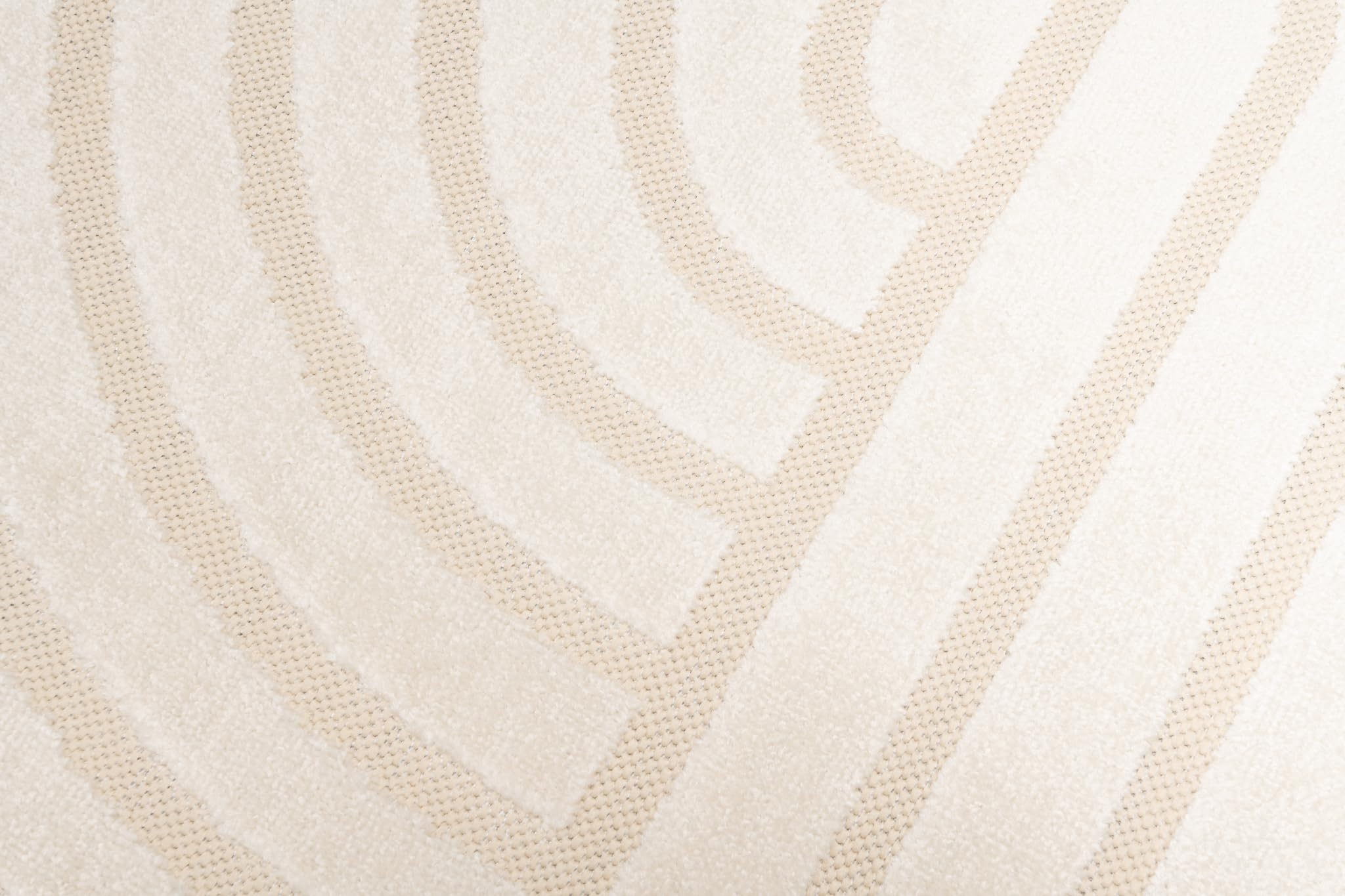 TAPISO Patio Tapis Extérieur Intérieur Terrasse Balcon Jardin d'hiver Cuisine Salon Moderne Crème Géométrique Aspect 3D Résistant aux Intempéries Oeko-TEX 160 x 220 cm