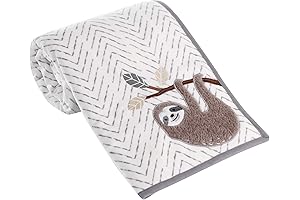 Lambs & Ivy Baby Jungle Gray/White Faux Shearling Sloth Slothy Huggable Baby Blanket
