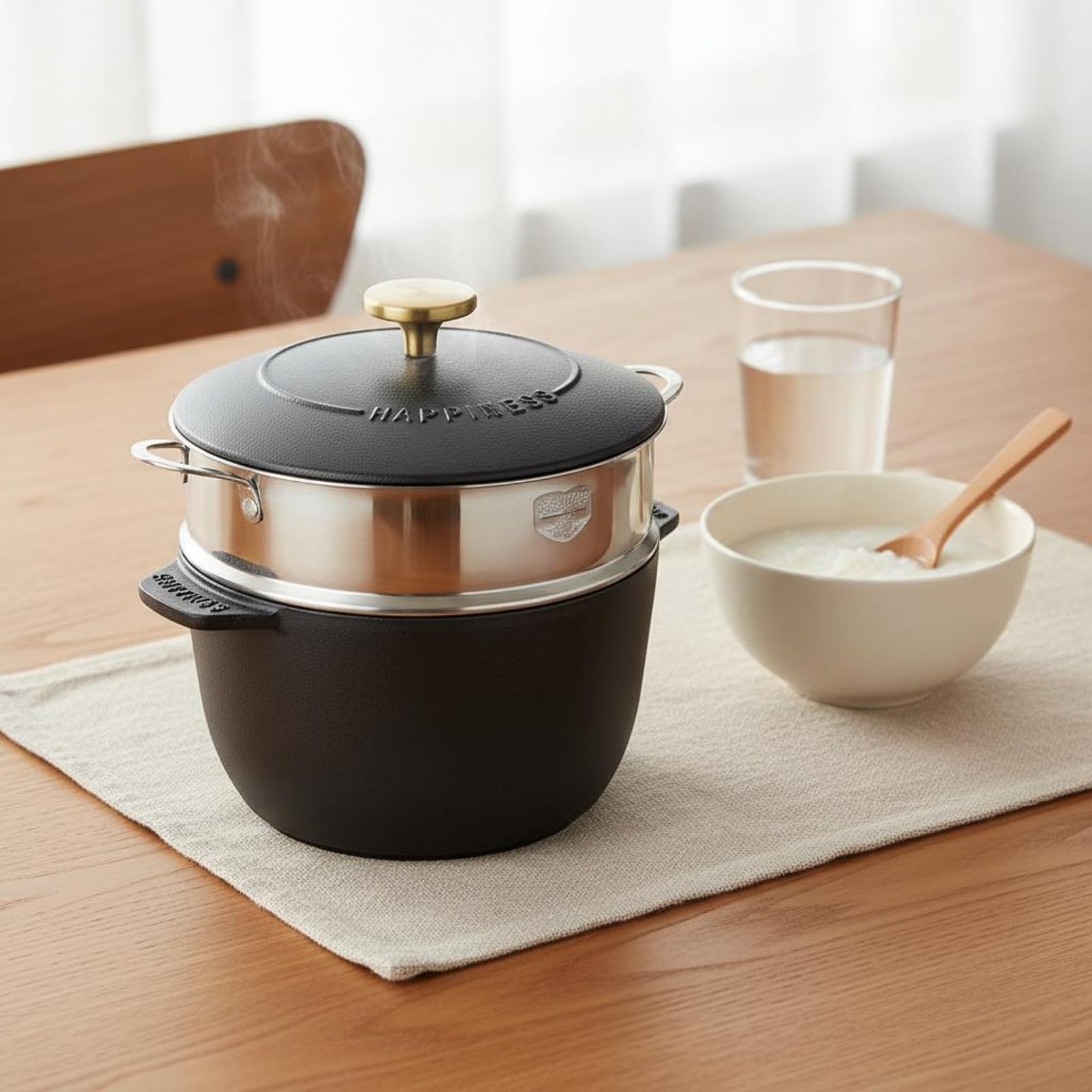 Olla de Hierro Fundido Olla para Estofado Caldera Cazuela Que Retiene y Tamaño Manejable y Compacto para Hervidos y Estofados Apta para Inducción y, color to 1, 20cm Con Vaporera