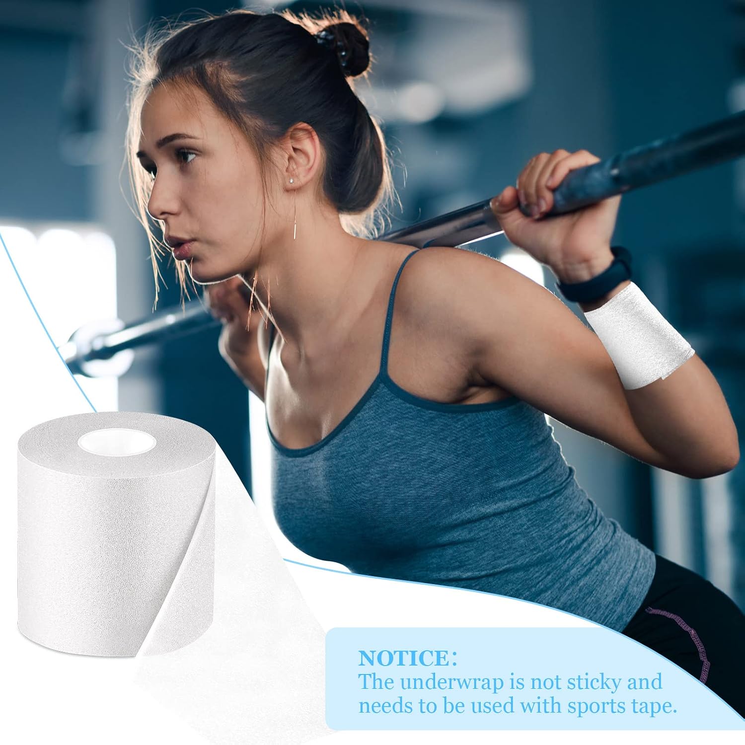 Nuanchu 30 Yards Pre-wrap Athletic Tape Pre Wrap Athletic Foam Underwrap Tape Foam Underwrap Bandage for Hair Soccer Sports Wrists Elbows Knees Ankles 2.76 Inches(White)