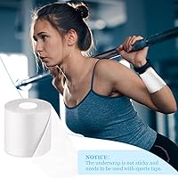 Vista 6 de Nuanchu Cinta atlética previa a la envoltura de 30 yardas, cinta de espuma atlética para cabello, fútbol, deportes, muñecas, codos, rodillas y Blanco