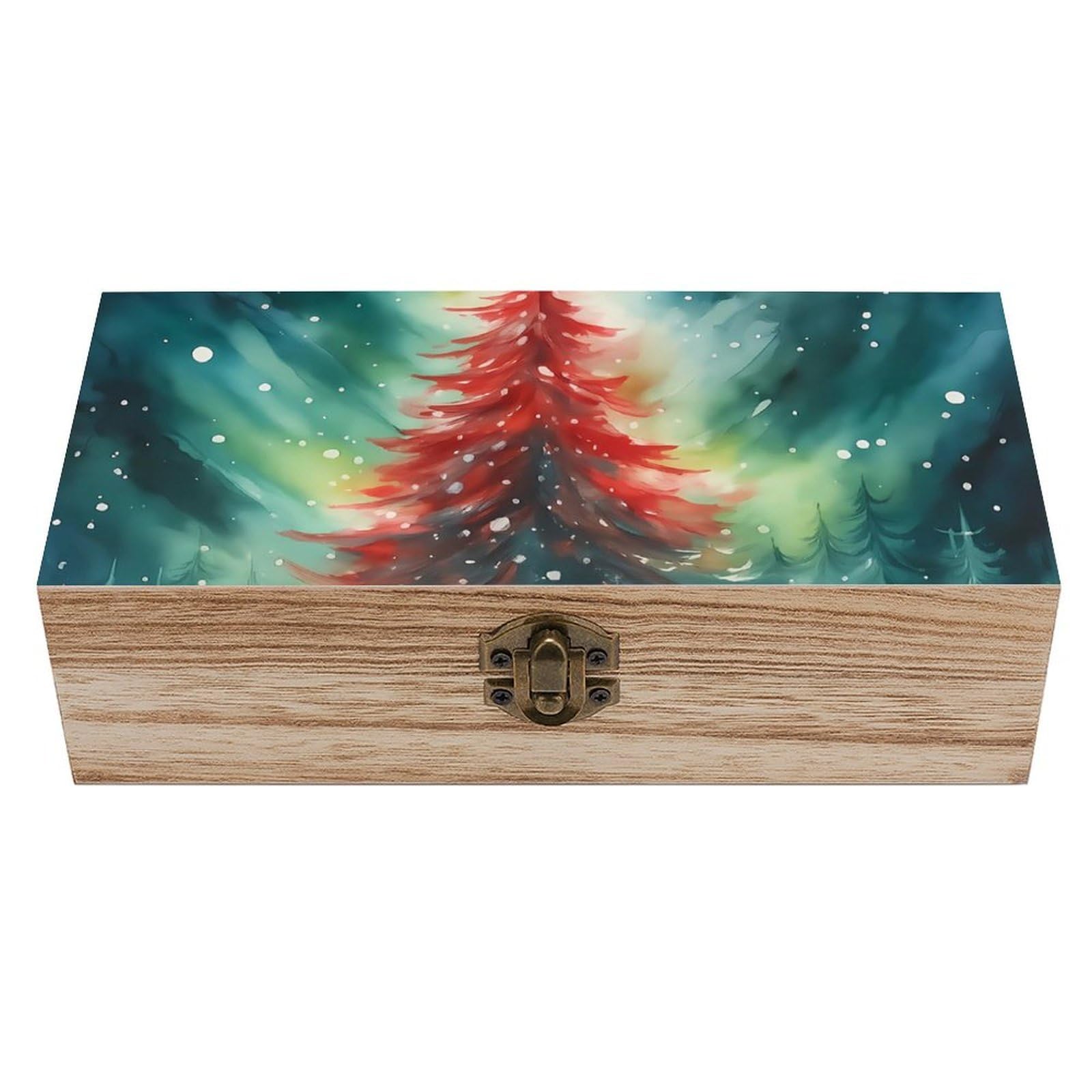 HLBSDM Glowing Christmas Tree at Snowy Night Retro Wooden Storage Box Jewelry Art Gift Boxs Decorative Keepsake Boxes
