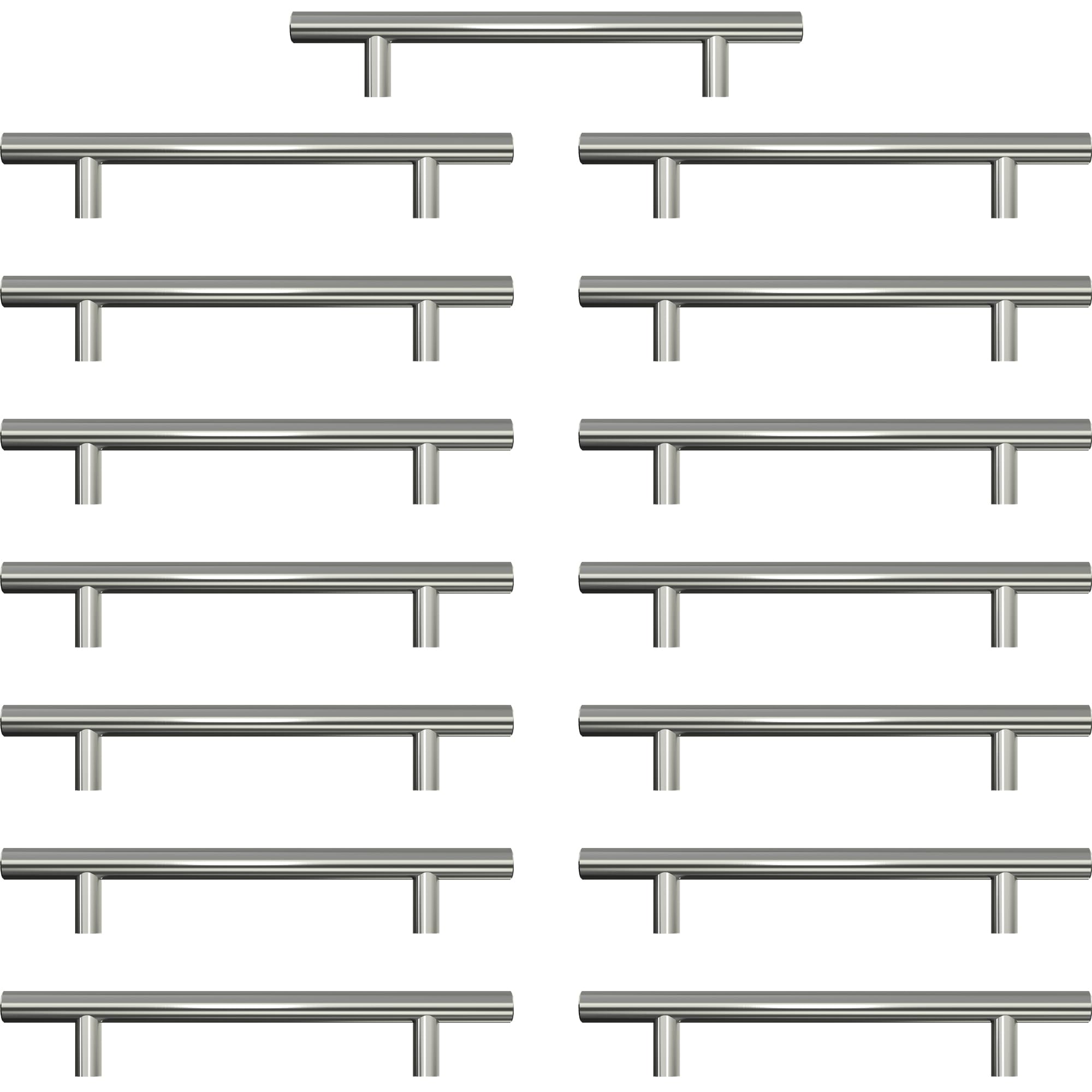 Minimalist 15 Pack Stainless Steel Cabinet Pull Handles - 128mm Hole Centers
