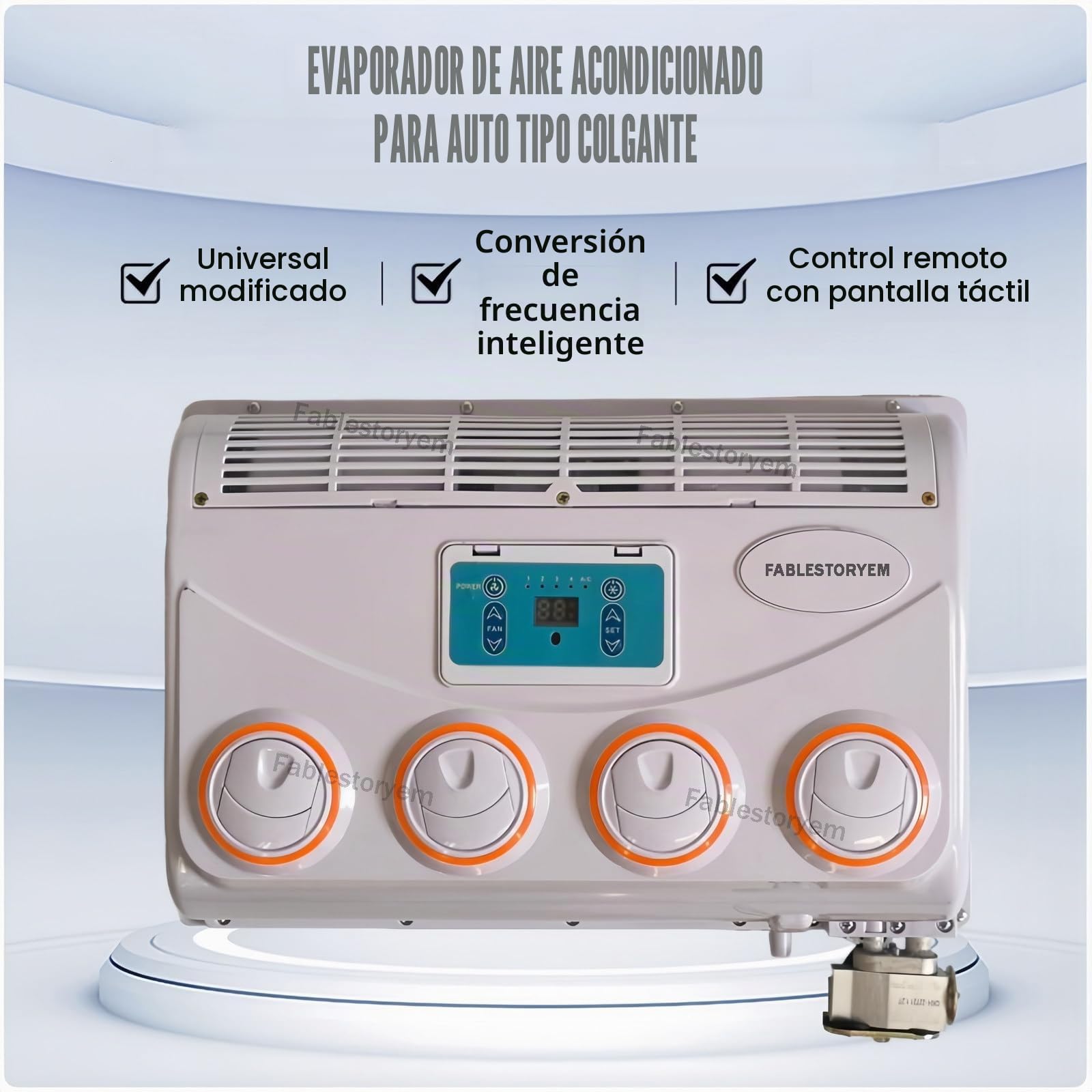 Aire acondicionado portátil de techo para vehículos, sistema de enfriamiento 12V/24V CC, ideal para autocaravanas, camiones y uso comercial