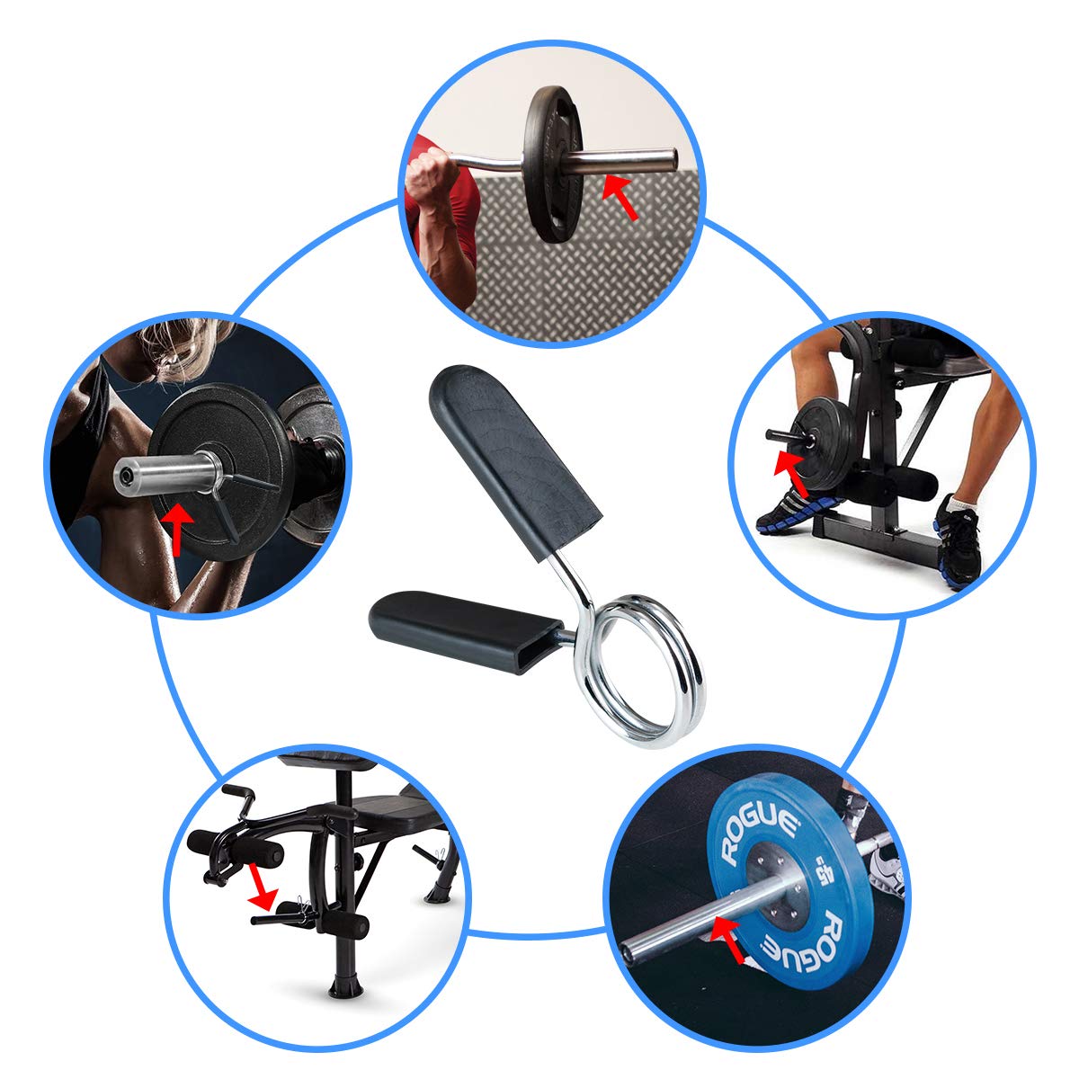 4 Clip A Molla Per Bilanciere Olimpico - Morsetti Antiscivolo Per Sollevamento Pesi E Fitness - Foto 6