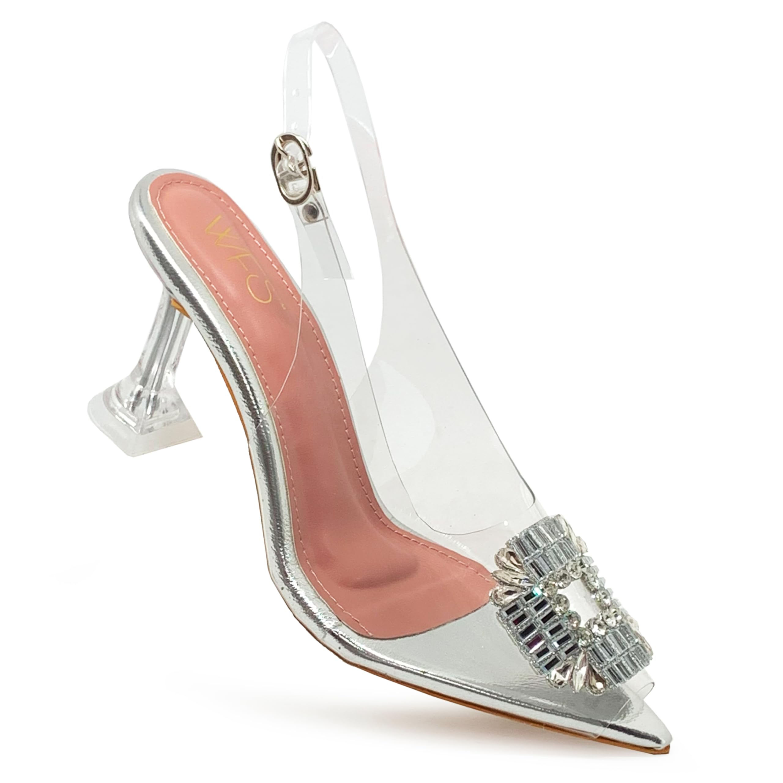 Wfswomen Inch Transparent Pencil Heels Party Bridal Wedding