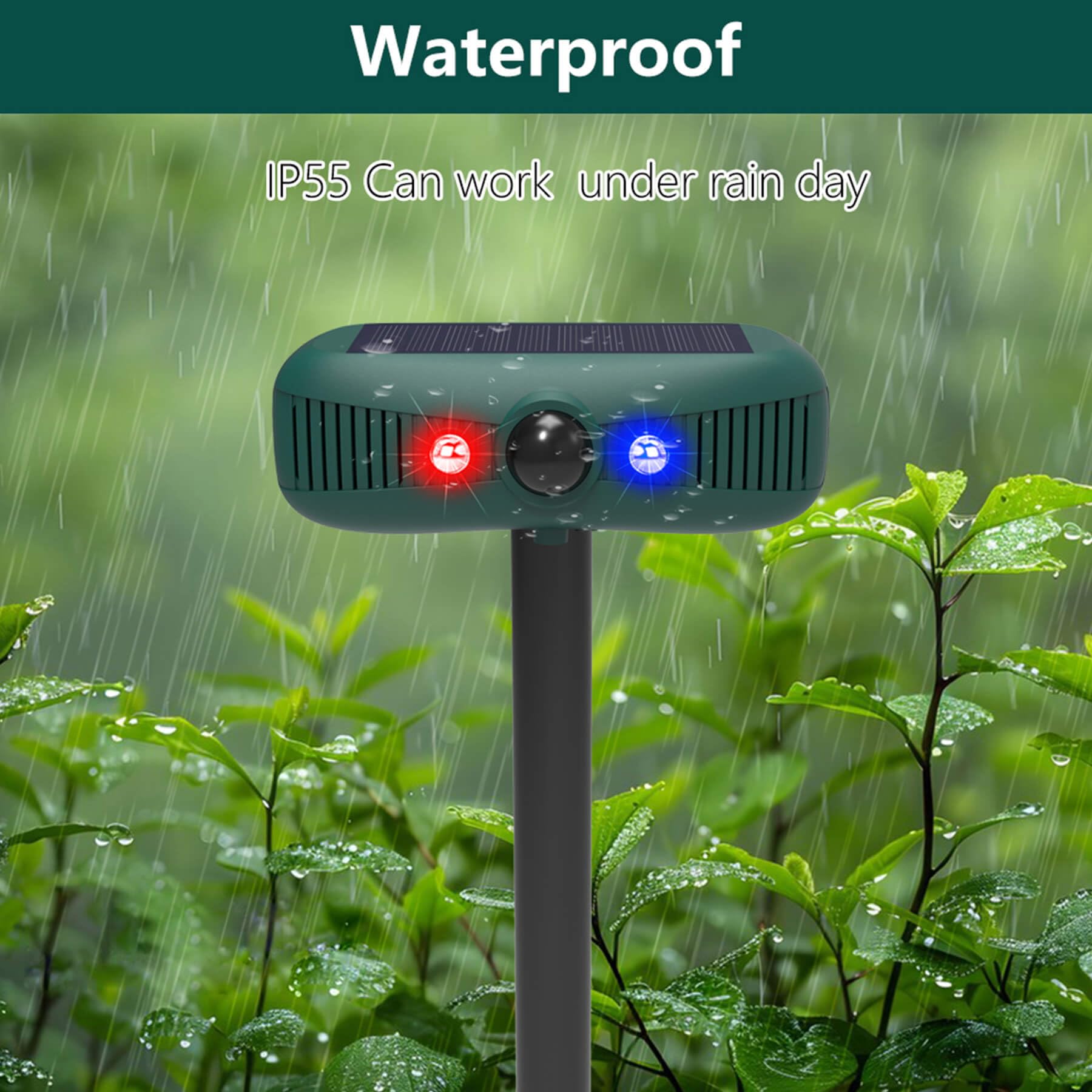 Alarma solar con sensor de movimiento para interiores y exteriores, 2 sirenas de 129 db, 4 modos de trabajo, 2 luces estroboscópicas activadas por movimiento rojo y azul, alarma ultrasónica