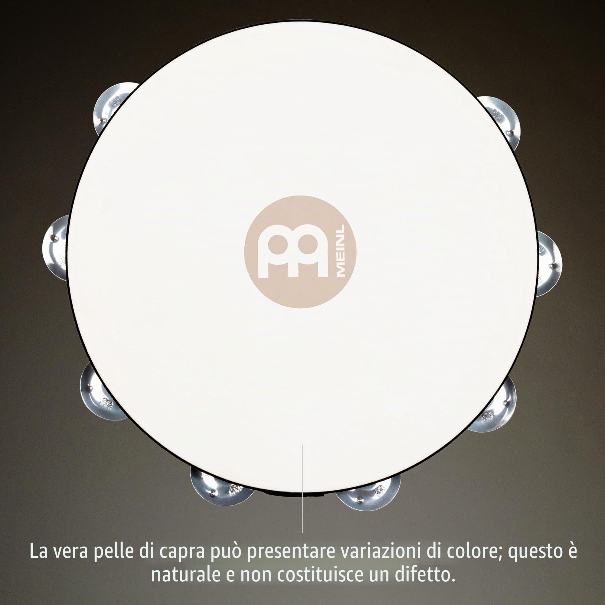 Meinl Percussion TAH1A-AB - Tamburello in legno con testa di Pelle e 1 Fila di sonagli d'alluminio nel telaio, Diametro: 25,40 cm (10''), Colore marrone