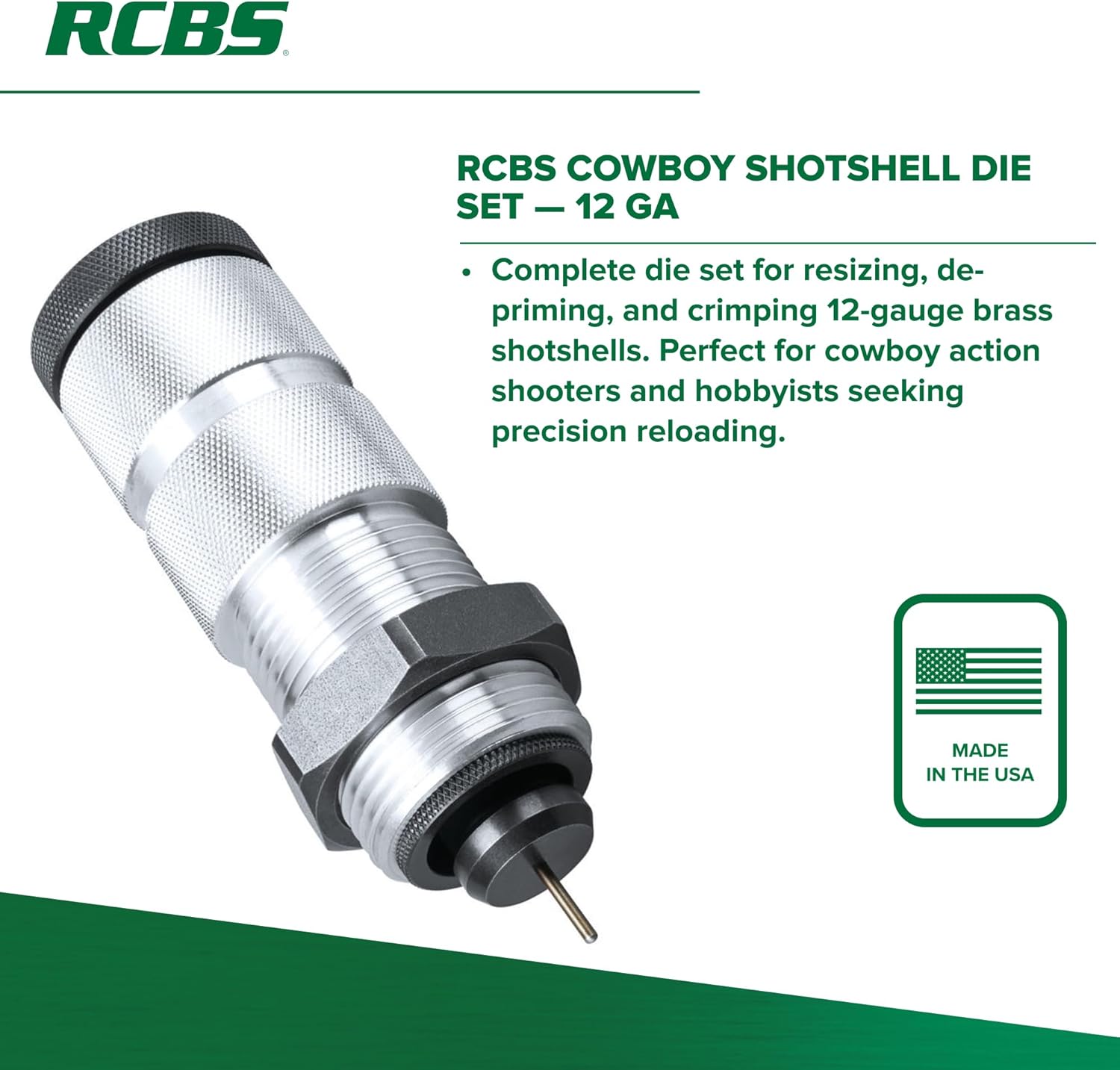 RCBS Cowboy Shotshell Die 12 Gauge Brass, Reloading Die Set for 12 Gauge Cowboy Action Shooting