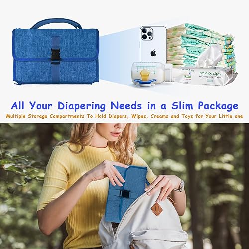 Miniatura 4 de Cambiador de pañales portátil, cambiador de pañales desmontable con bolsillo para toallitas para bebé, cambiador impermeable y lavable para regalos