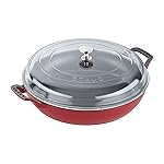 STAUB Cast Iron Braiser with Glass Lid, Dutch Oven, 3.5-quart, serves 3-4, Made in France, Cherry