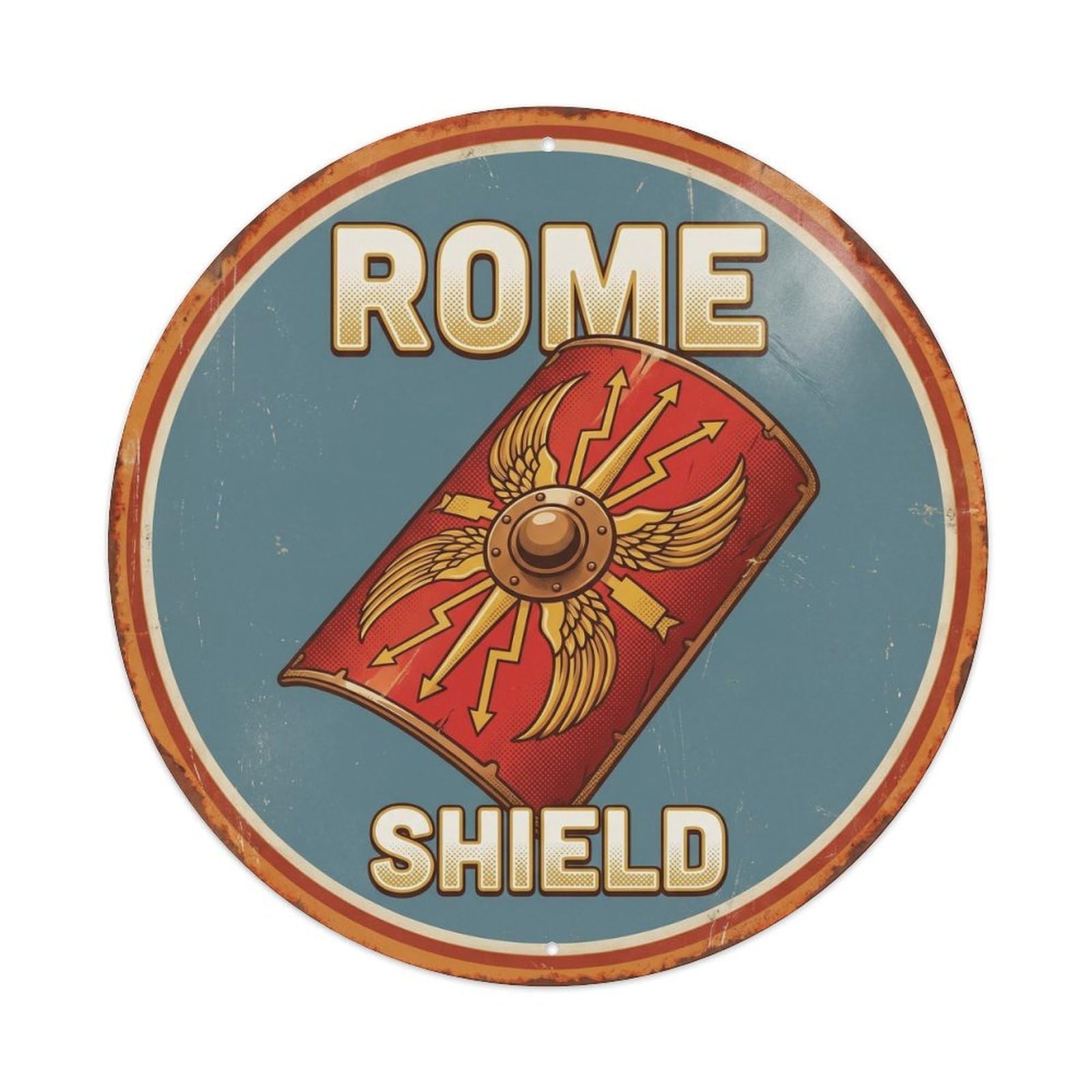 Rome Italy City Landmark Travel Shield Vintage Metal Tin Sign
