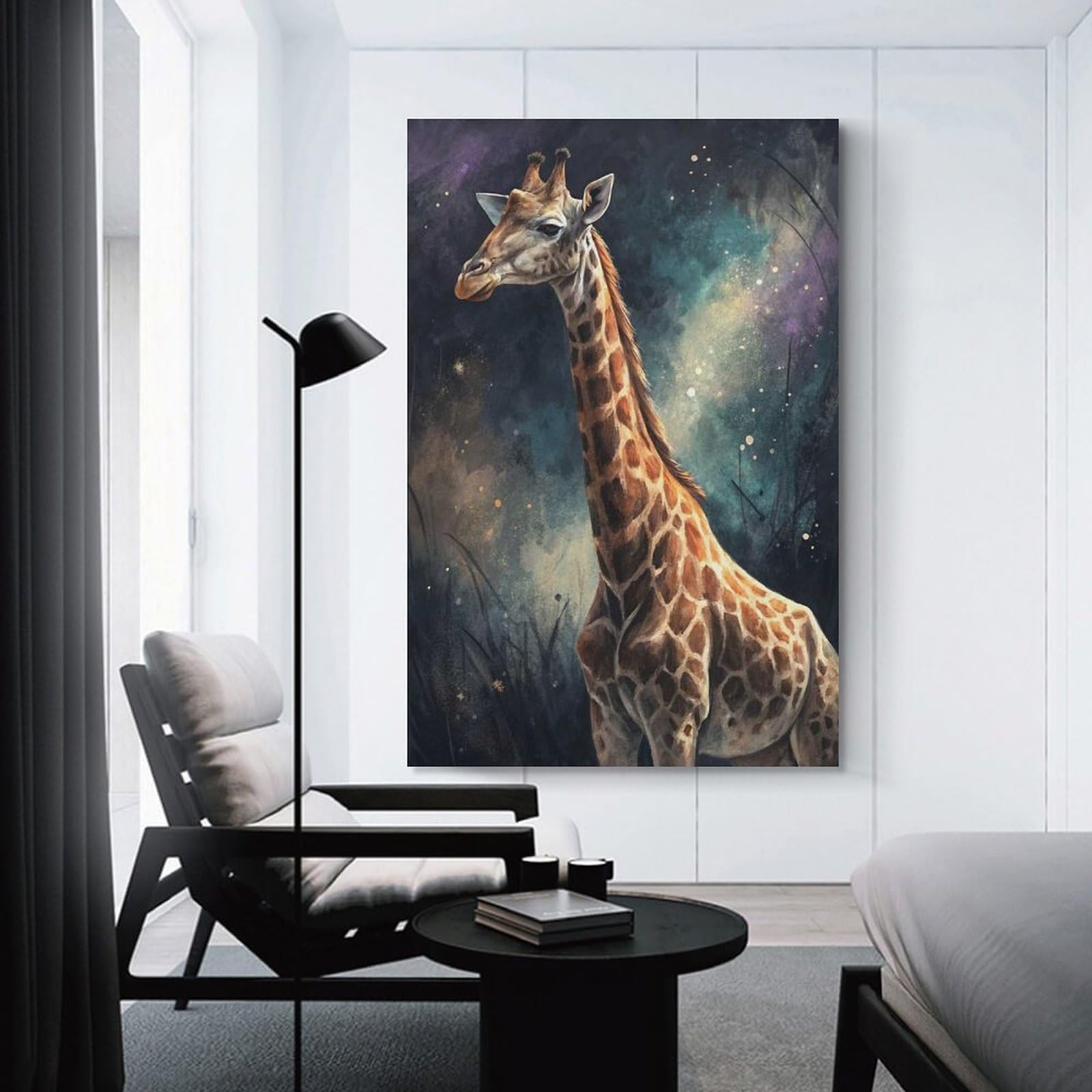 Junmoney Giraffe in A Cosmic Landscape Home Decor Wall Art, 16x24inch(40x60cm), for Wall Displays, Bedrooms Or Room Updates, Ideal for Building A Coordinated Art Wall