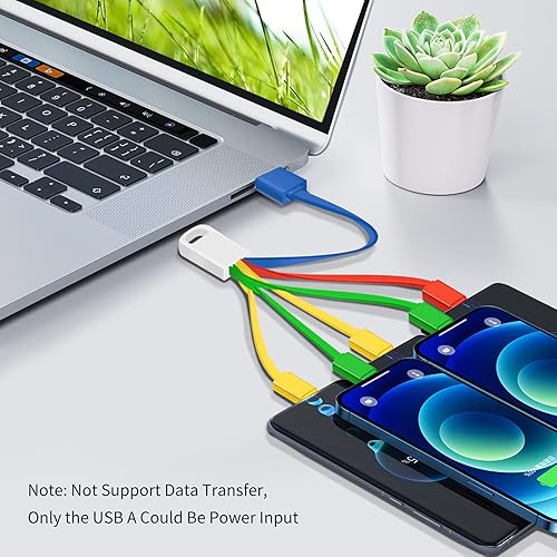 Miniatura 6 de Herfair Cable de carga múltiple (paquete de 2) Cable de carga 6 en 1 para múltiples dispositivos, cable de carga universal con conectores micro USB