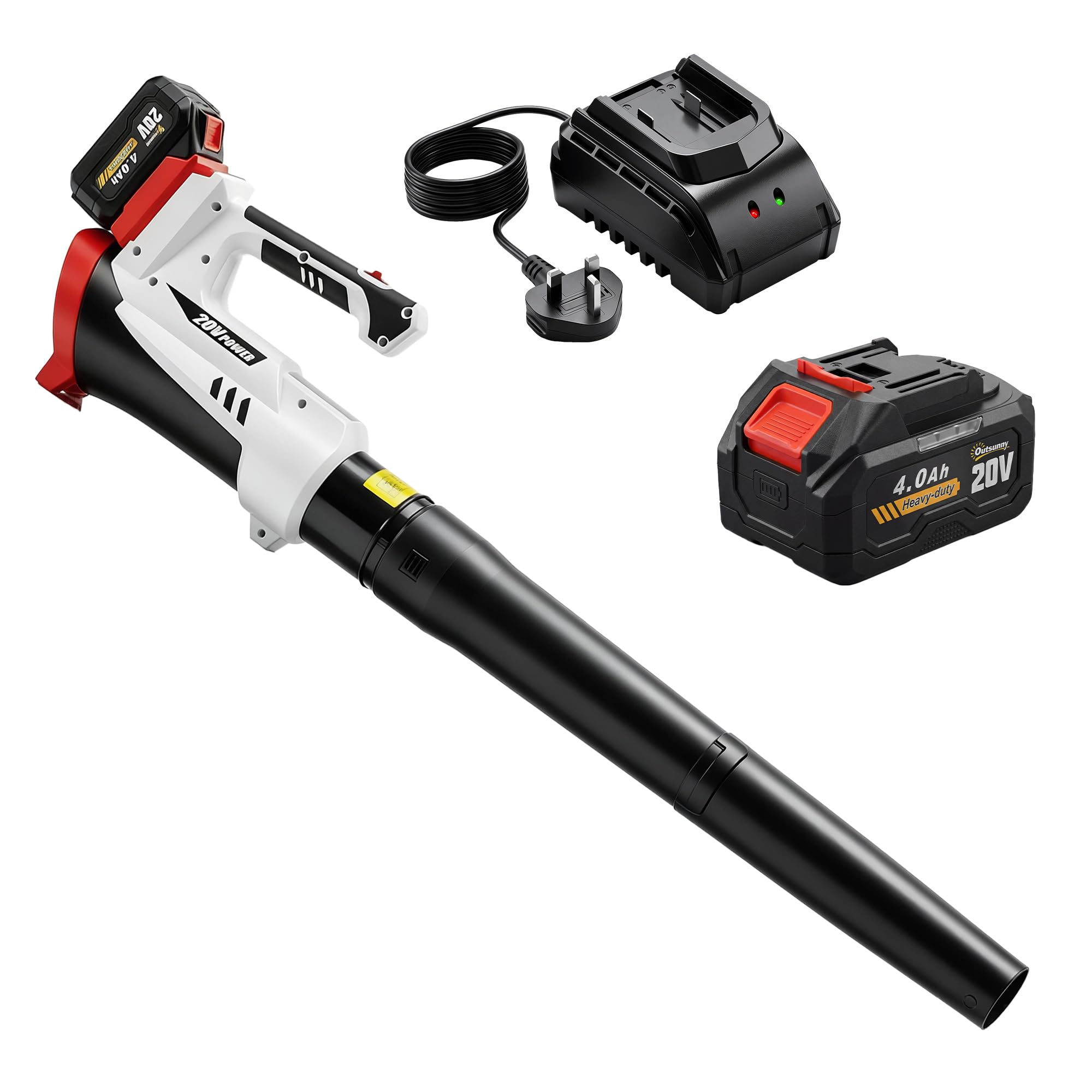 Outsunny Leaf Blower Cordless with 4000mAh Battery & Charger 18V Handheld