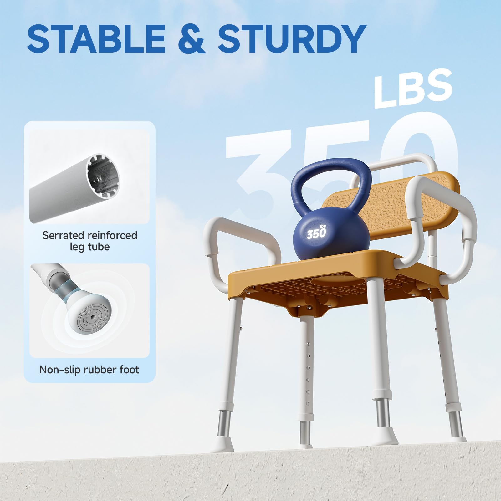 Loyoda Sedia da bagno/doccia in alluminio, leggera, sicura con portata di 150 kg e traspirante