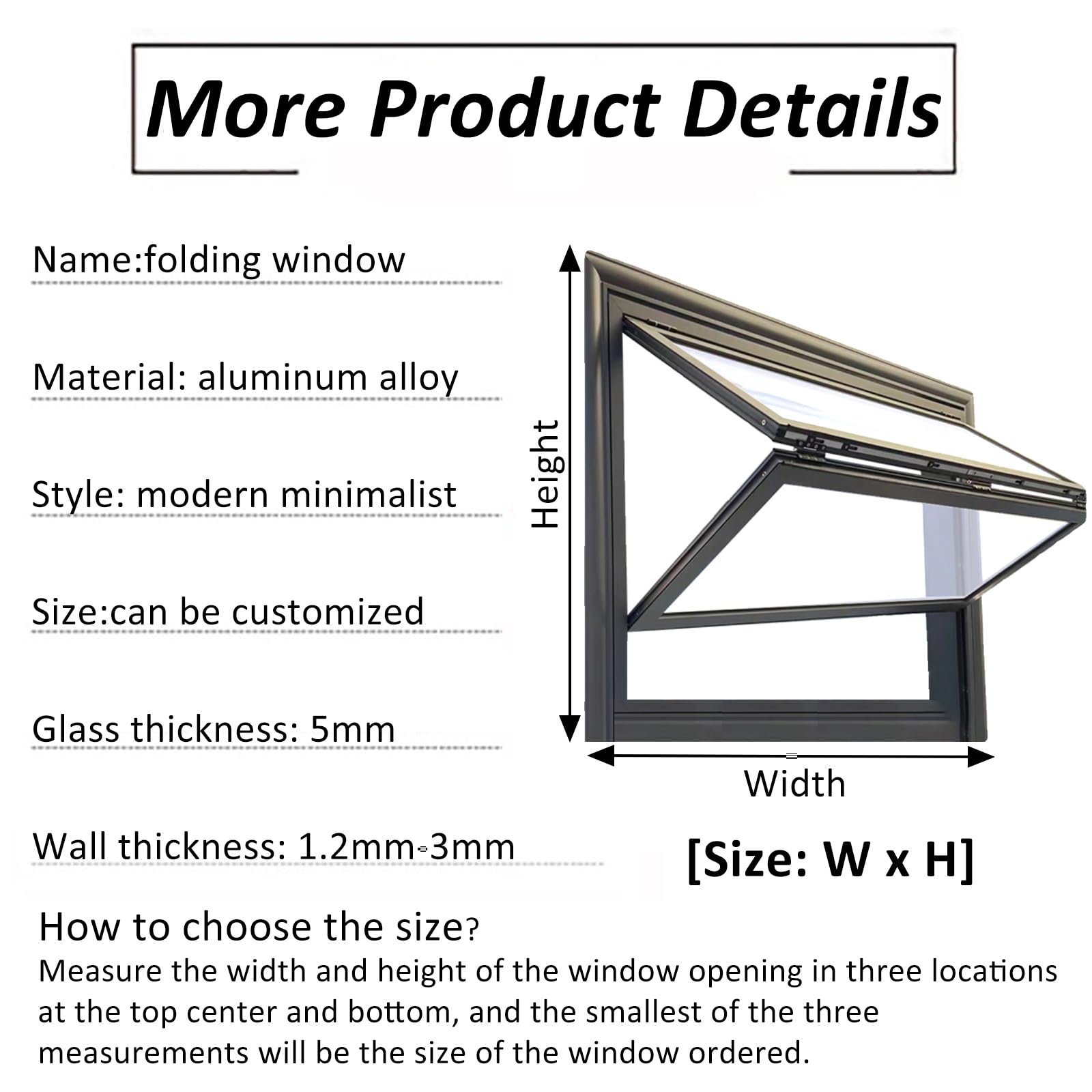 Ventana de Guillotina Empotrada Ventana de Concesión con Marco de Aluminio Ventana Abatible hacia Arriba para Cafetería con Manija de Bloqueo(100x120cm)