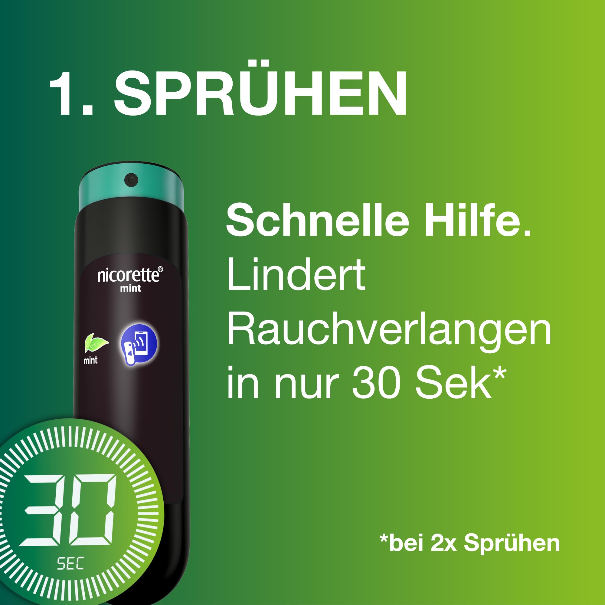 nicorette mint Spray zum Rauchen aufhören, mit App-Funktion - (3er Pack)