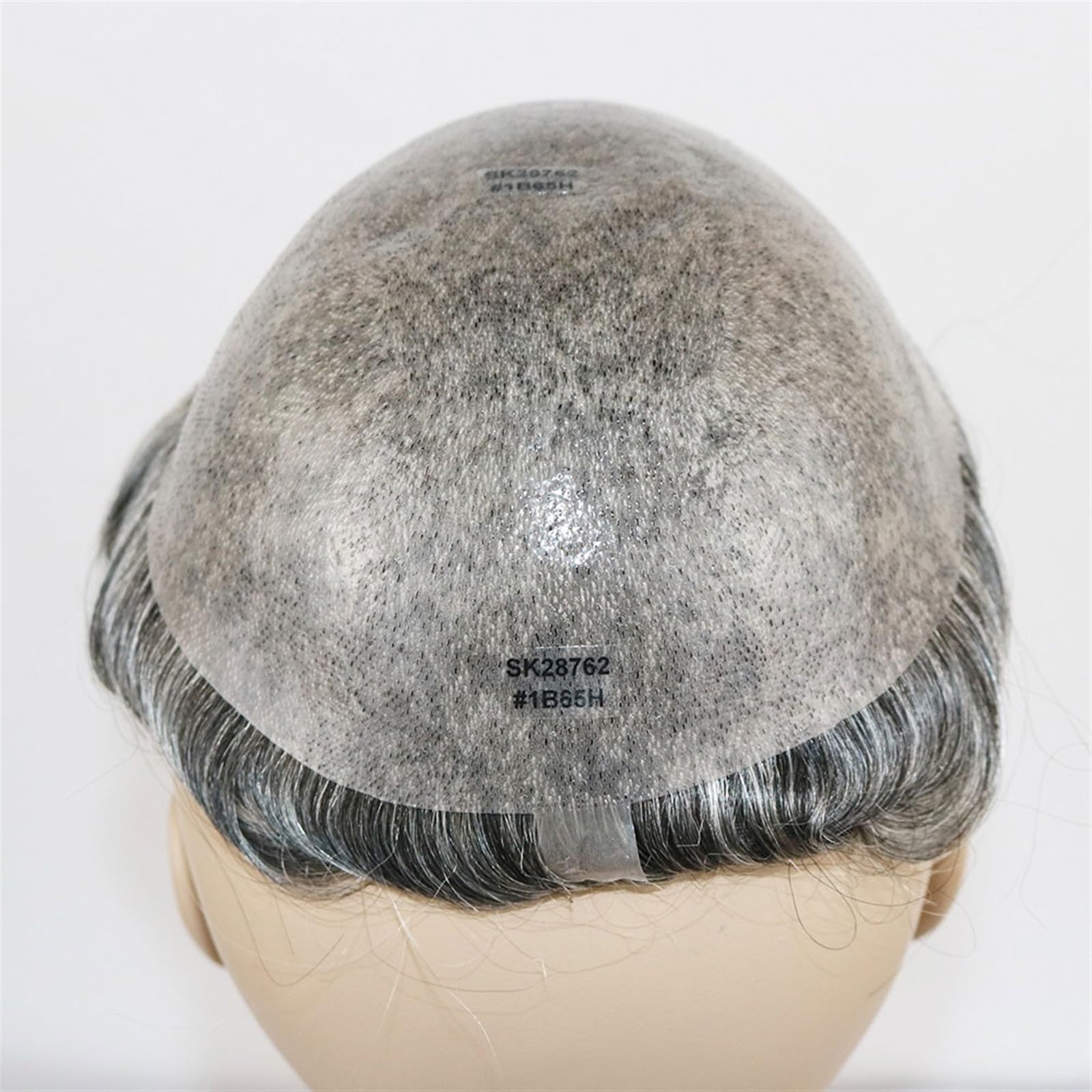 Tupecik męski Remy Human Hair Man Wig Grey Mix Black Color Durable 0.06-0.08mm Thin Skin ToupeeFull PU Hairpiece Unit Replacement Treski(1B80#)