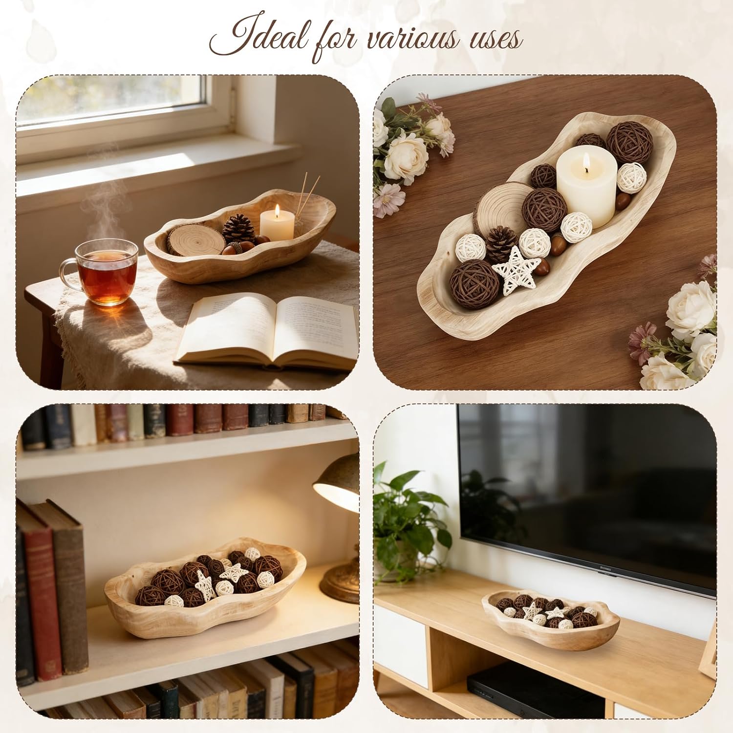 1 Pcs 16 Inch Wooden Wavy Edge Dough Bowl Supplies, Light Color image 5