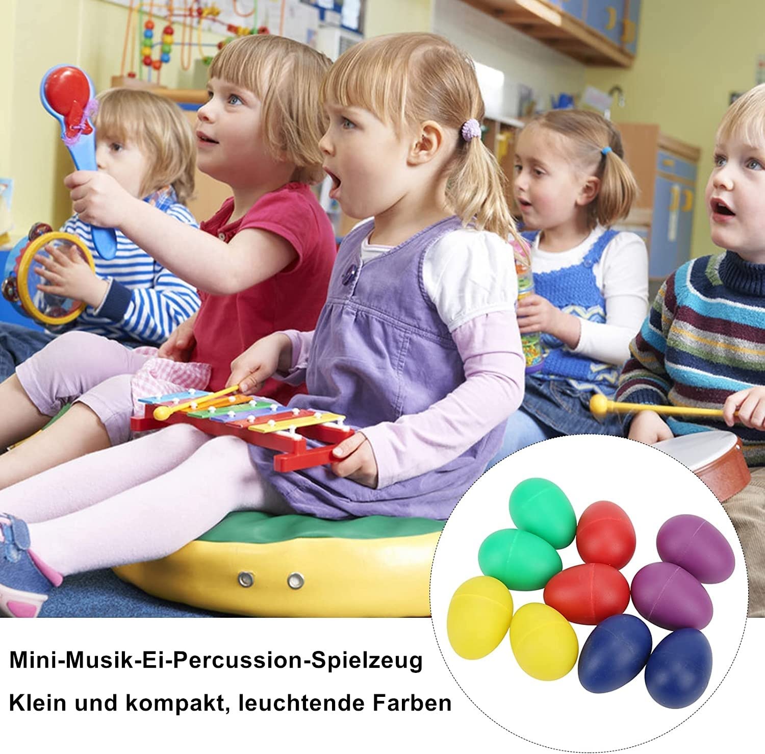 Zestaw 24 sztuk jajek w 6 kolorach, marakasy, jajka, zestaw do wytrząsania jajek z tworzywa sztucznego, do zabawy dla dzieci i małych dzieci, prezent na imprezę wielkanocną