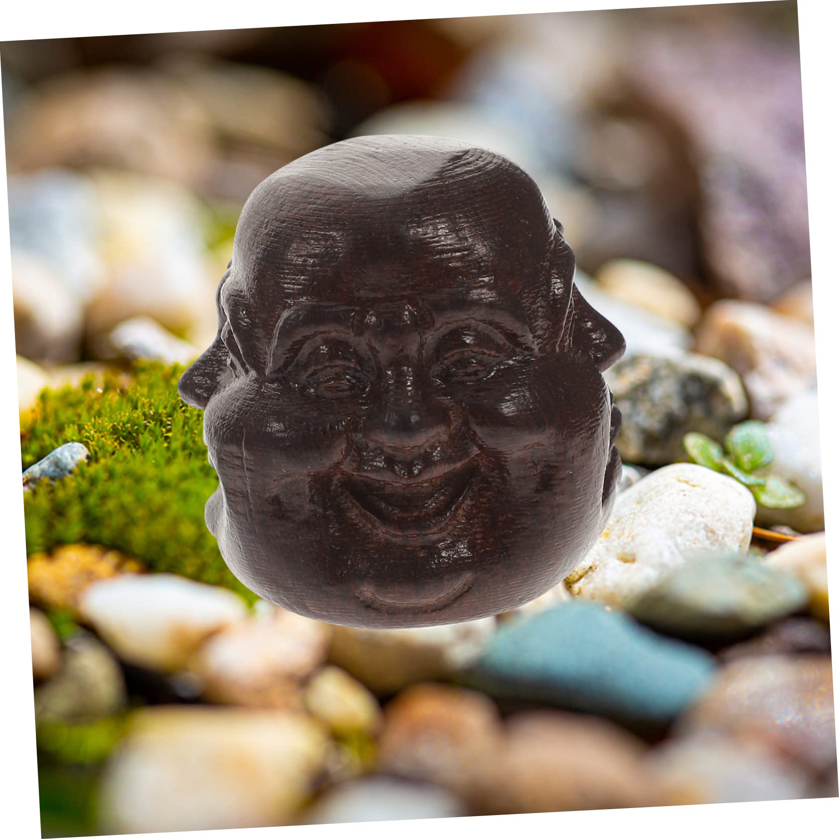 OUNONA Buddha Head Decor Palm Sized Ornament for Home and Desk Unique Present Idea for Friends and Family and Wood Craft