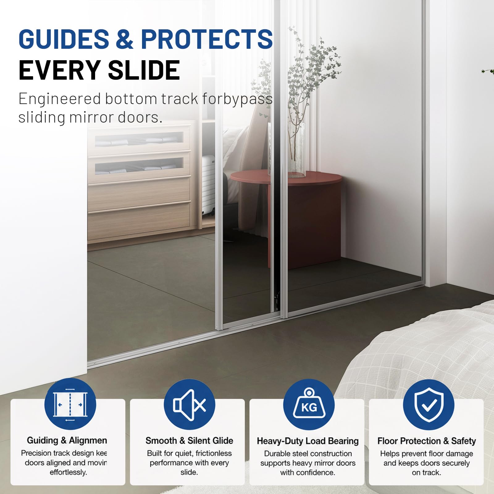 DIYHD 72" Bypass Mirror Closet Door Bottom Track Replacement, 2 Pack — Amazon image 7