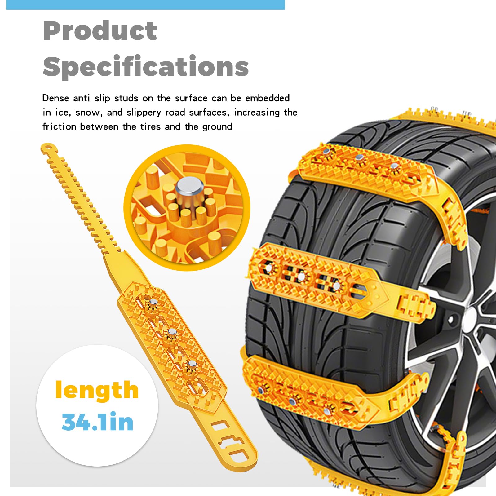 16 Pcs Cadenas Nieve, neumáticos invierno cadenas de seguridad, Juego Universal para Neumáticos Coche anti nieve, fácil instalación, vehículos de Emergencia (Ancho Neumático 165-265mm)