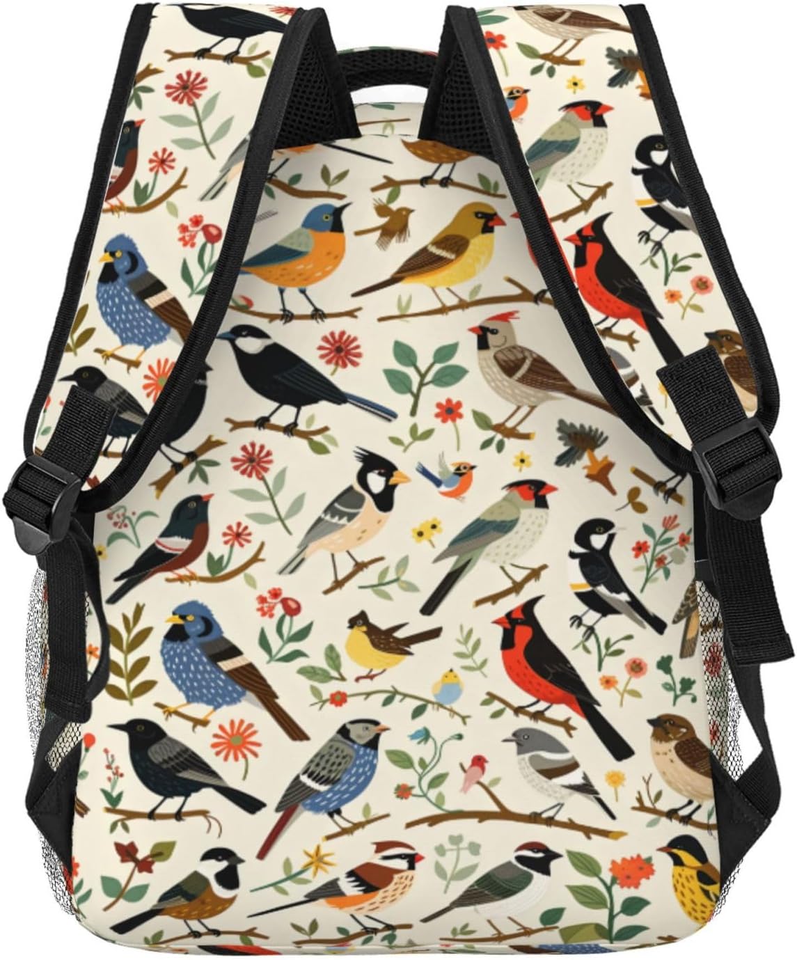 Colorful Bird Casual Backpack, Lightweight Laptop Bag Daypack, Songbirds and Floral Branches Backpacks for Women Men Teens Students, Nature Polyester Bookbag Gifts for School Work Travel Hiking