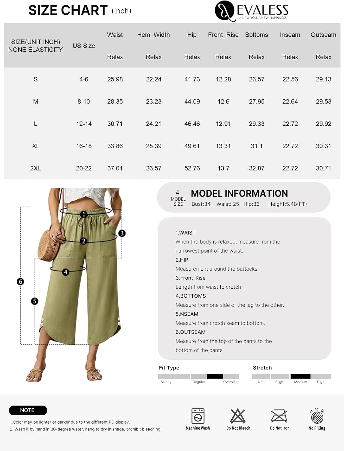 EVALESS Capris Pants for Women Spring Summer Casual Loose Drawstring Elastic High Waist Lounge Cropped Trousers