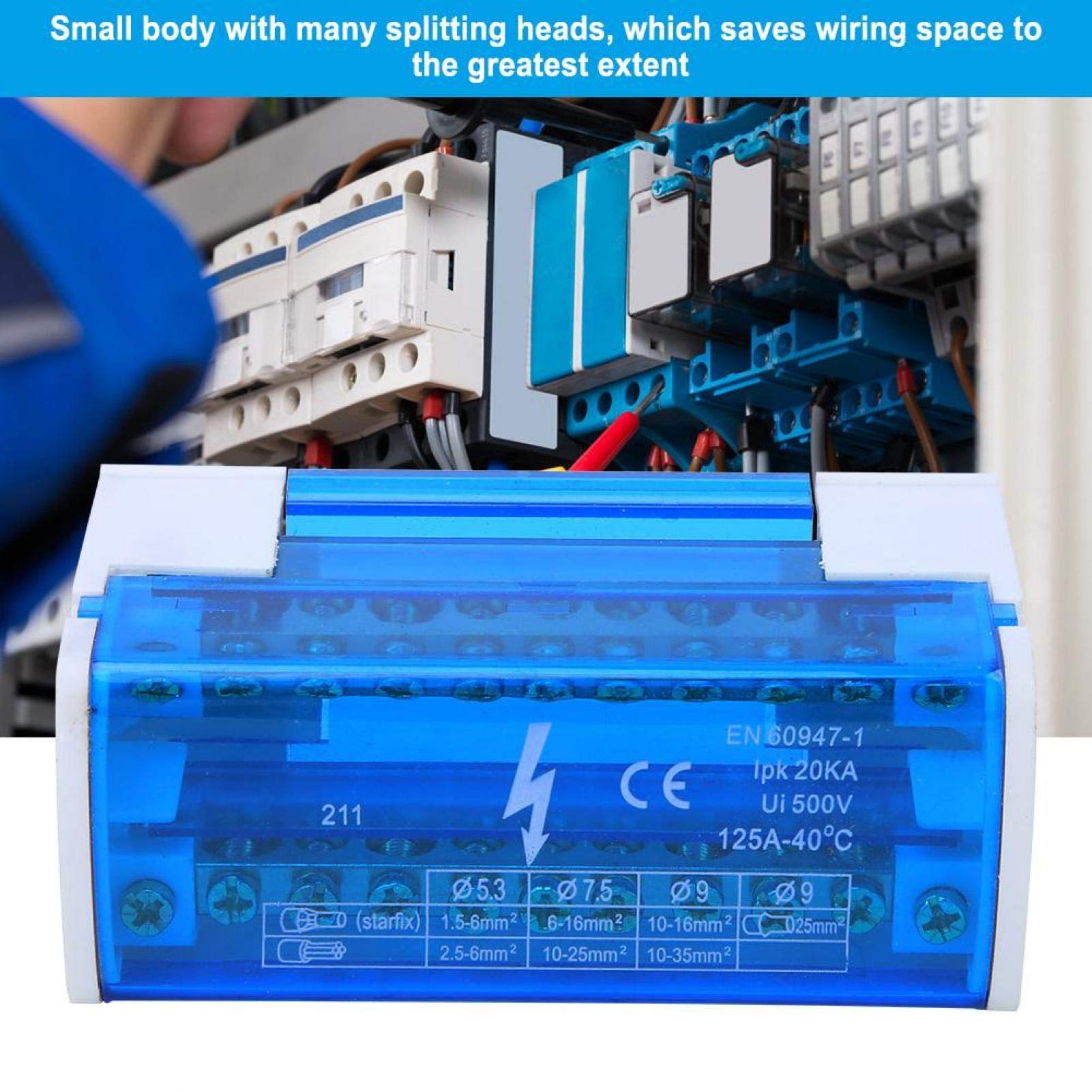 Scatola Distribuzione Morsettiera 2x11 - 125A/500V Per Guida DIN, Con Copertura Trasparente