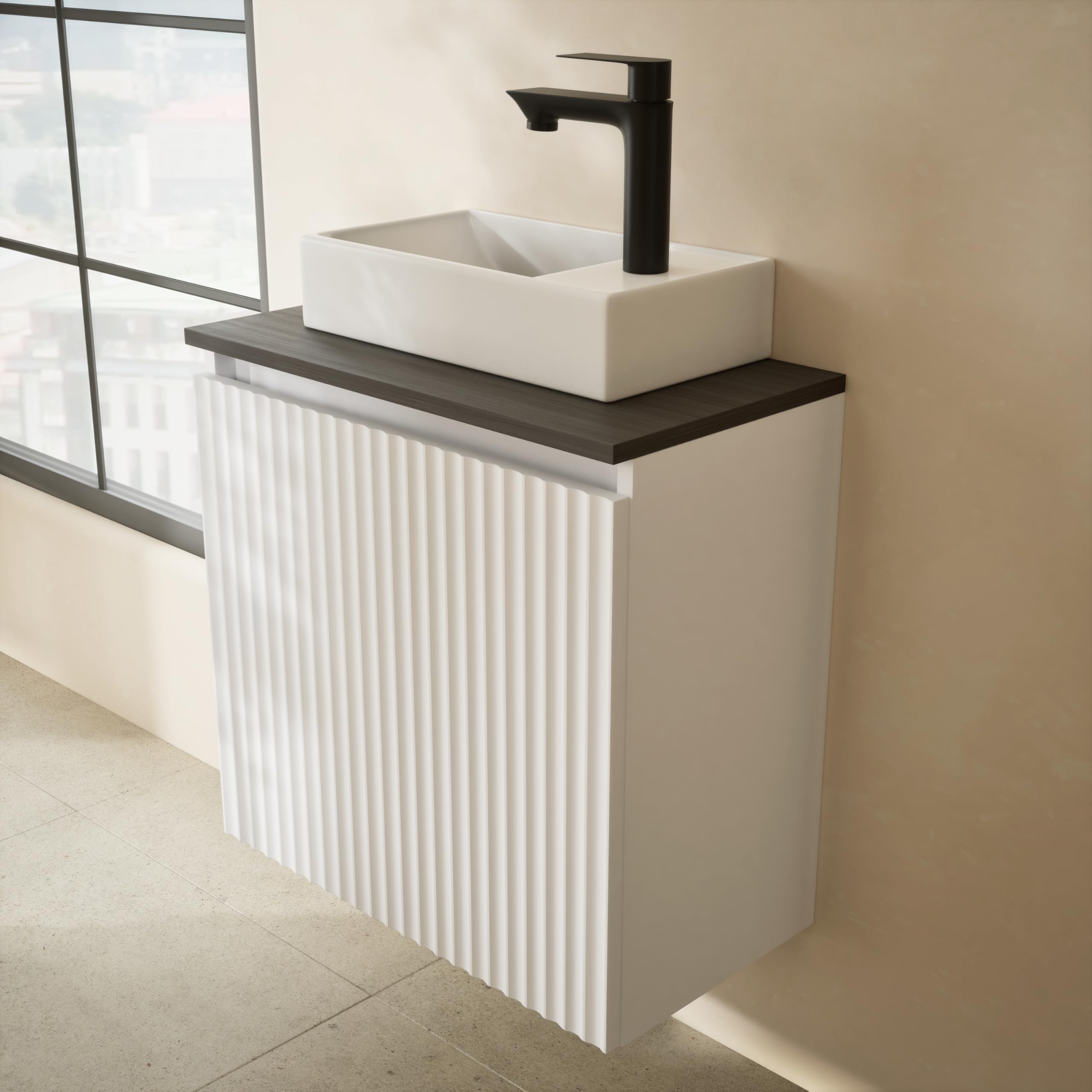 Planetmöbel Conjunto de Muebles de baño Lavabo con Mueble bajo 56 x 55 x 30 cm Blanco, Mueble bajo con Lavabo para baño, Aseo de Invitados y Cuarto